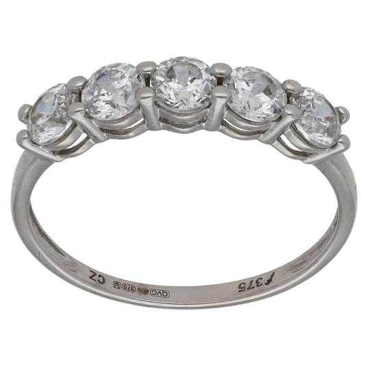 9ct White Gold Cubic Zirconia Half Eternity Ring Size R