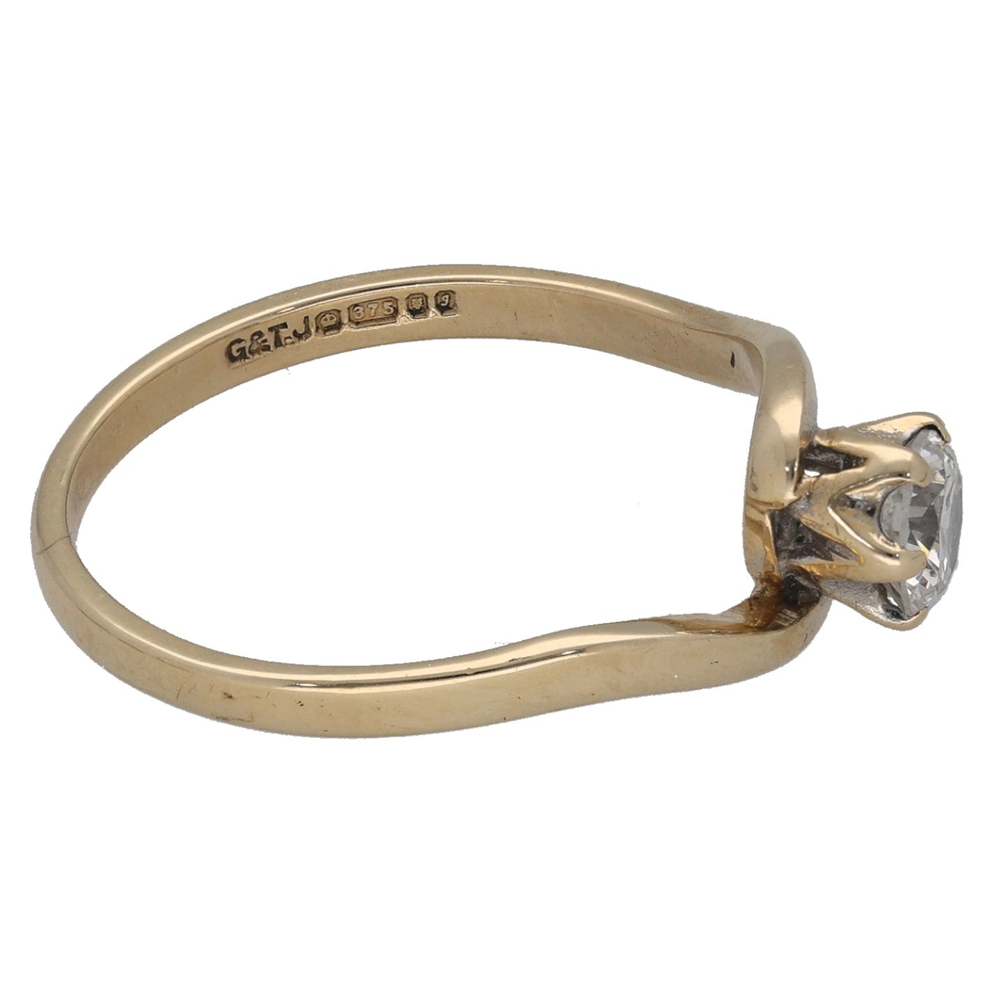 9ct Gold Cubic Zirconia Single Stone Ring Size P