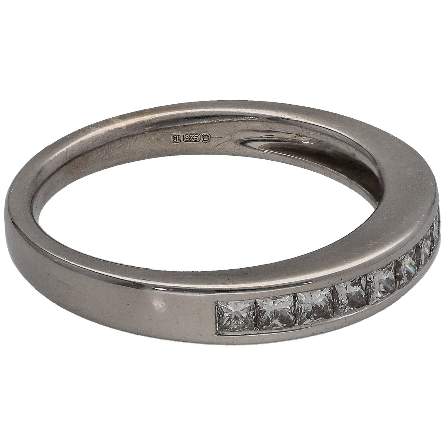 9ct White Gold 0.44ct Diamond Half Eternity Ring Size M