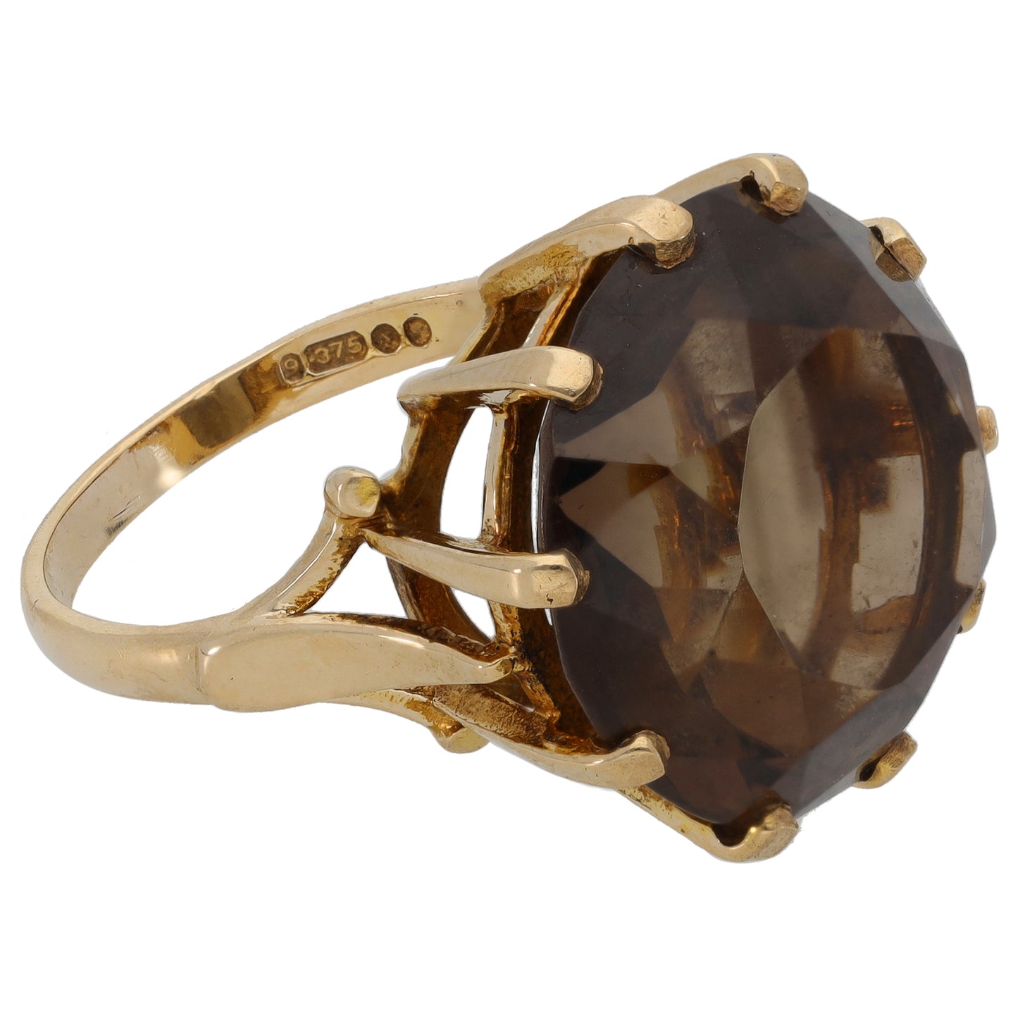 9ct Gold Smoky Quartz Single Stone Ring Size N