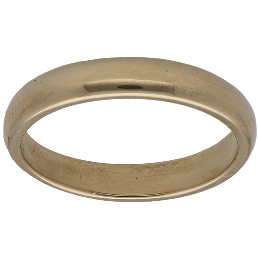 Plain 9ct gold wedding band ring with smooth rounded profile