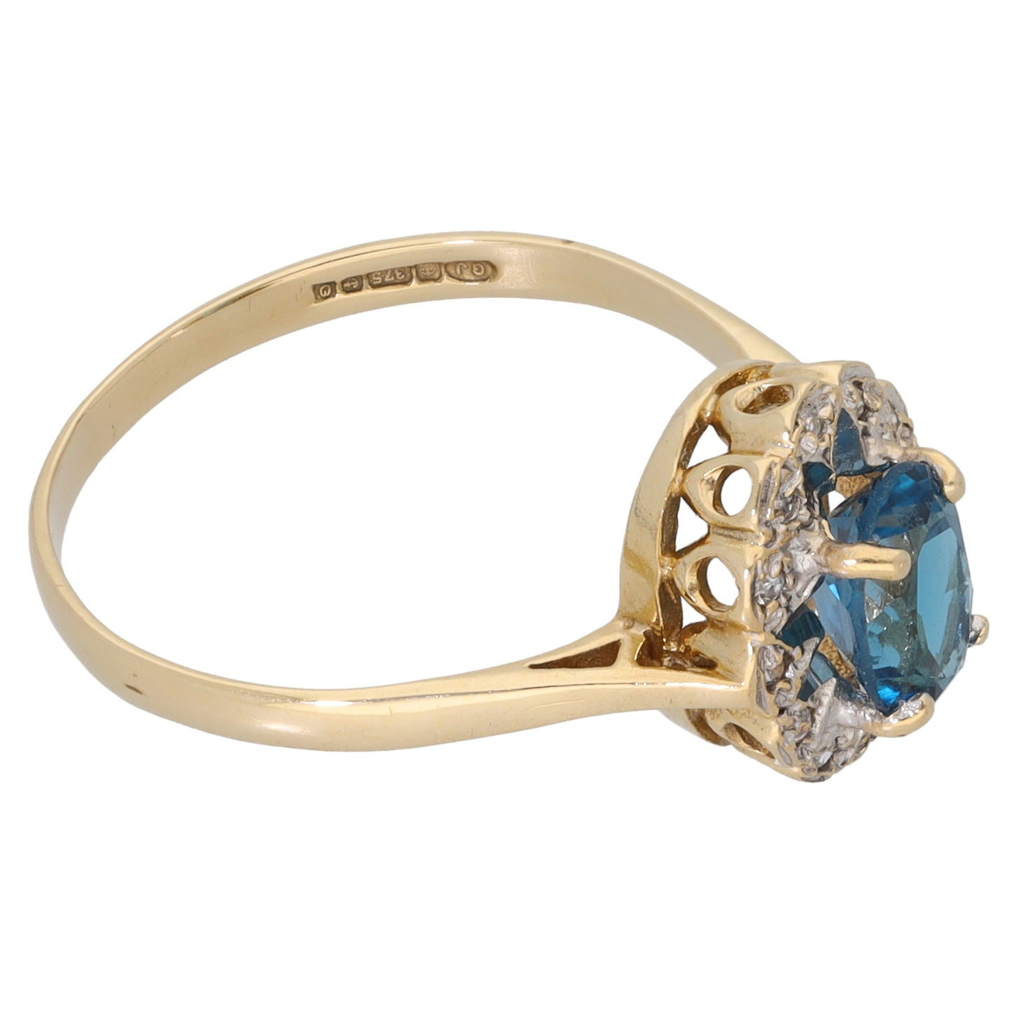 9ct Gold Topaz & 0.06ct Diamond Dress/Cocktail Ring Size P