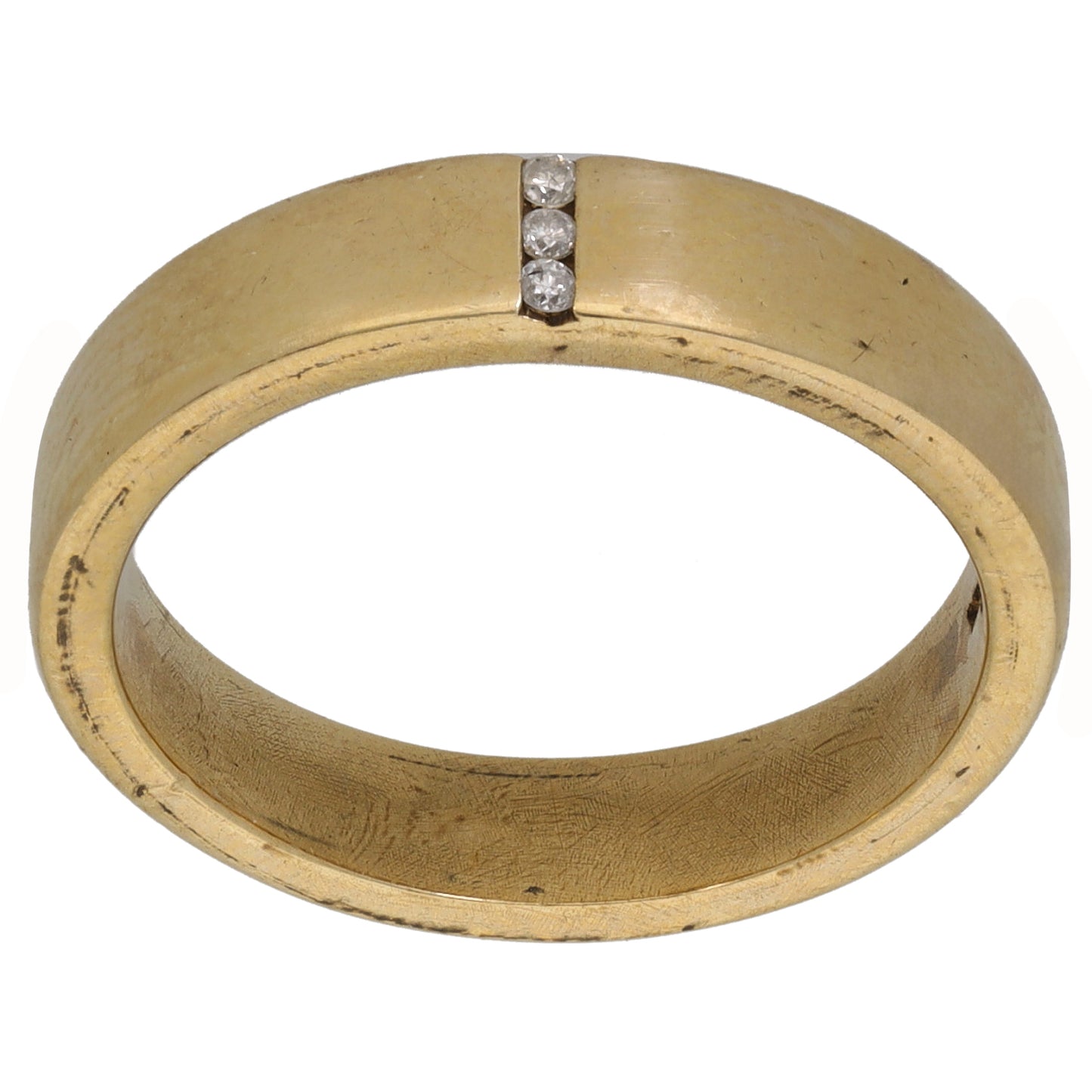 9ct Gold 0.03ct Diamond Patterned Wedding Ring Size P