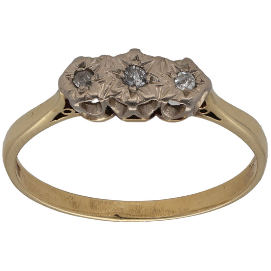 18ct Gold 0.06ct Diamond Trilogy Ring Size Q