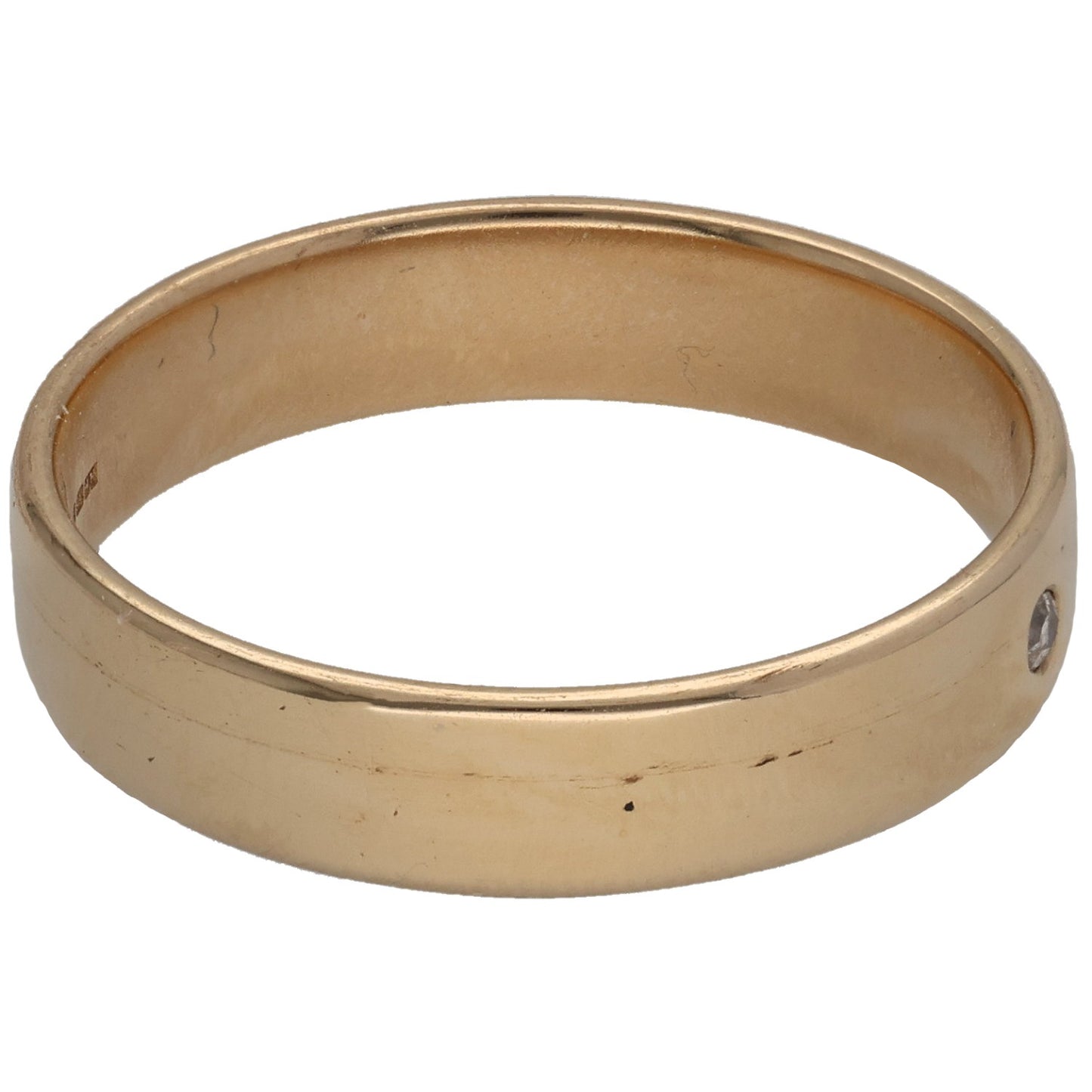 9ct Gold 0.01ct Diamond Plain SIngle Stone Wedding Ring Size V