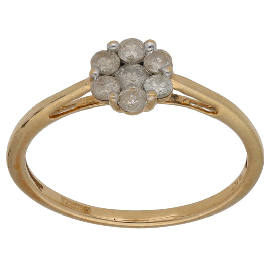 9ct Gold 0.52ct Diamond Cluster Ring Size T