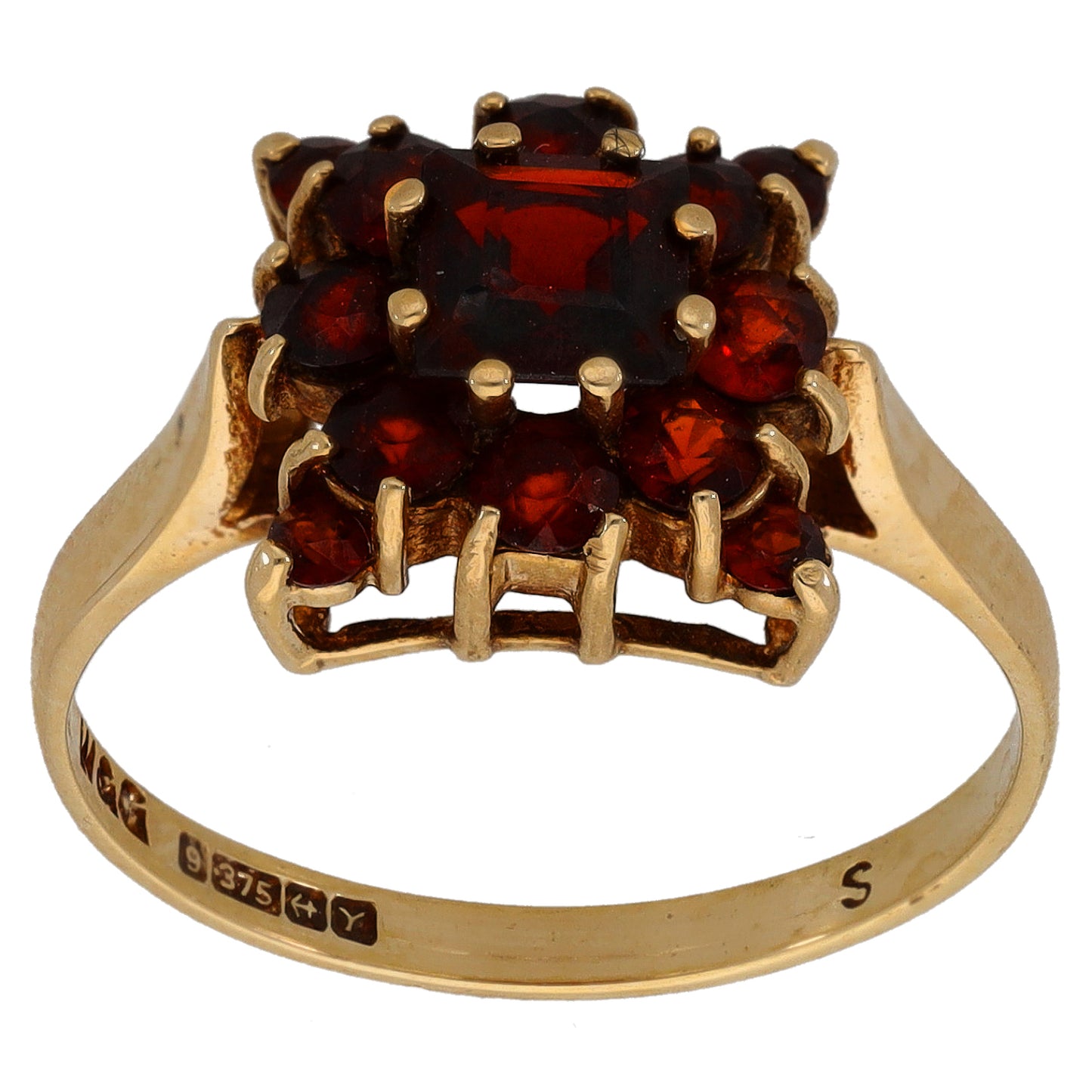 9ct Gold Garnet Dress/Cocktail Ring Size P