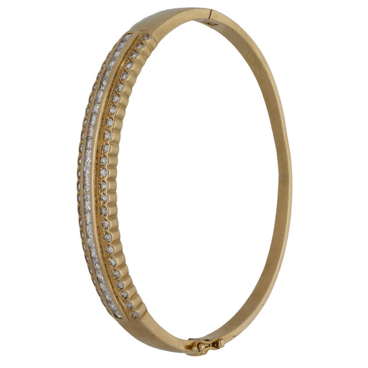 9ct Gold Cubic Zirconia Hinged/Clasp Bangle