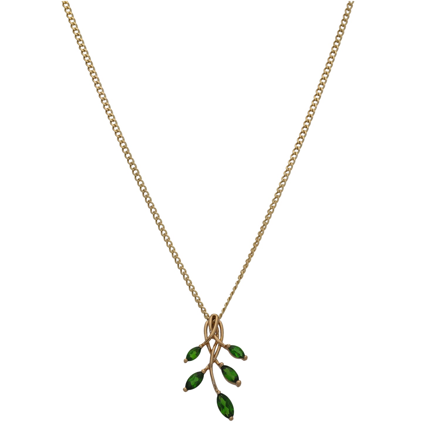 9ct Gold Diopside Dress/Cocktail Pendant With Chain