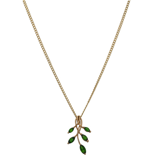 9ct Gold Diopside Dress/Cocktail Pendant With Chain