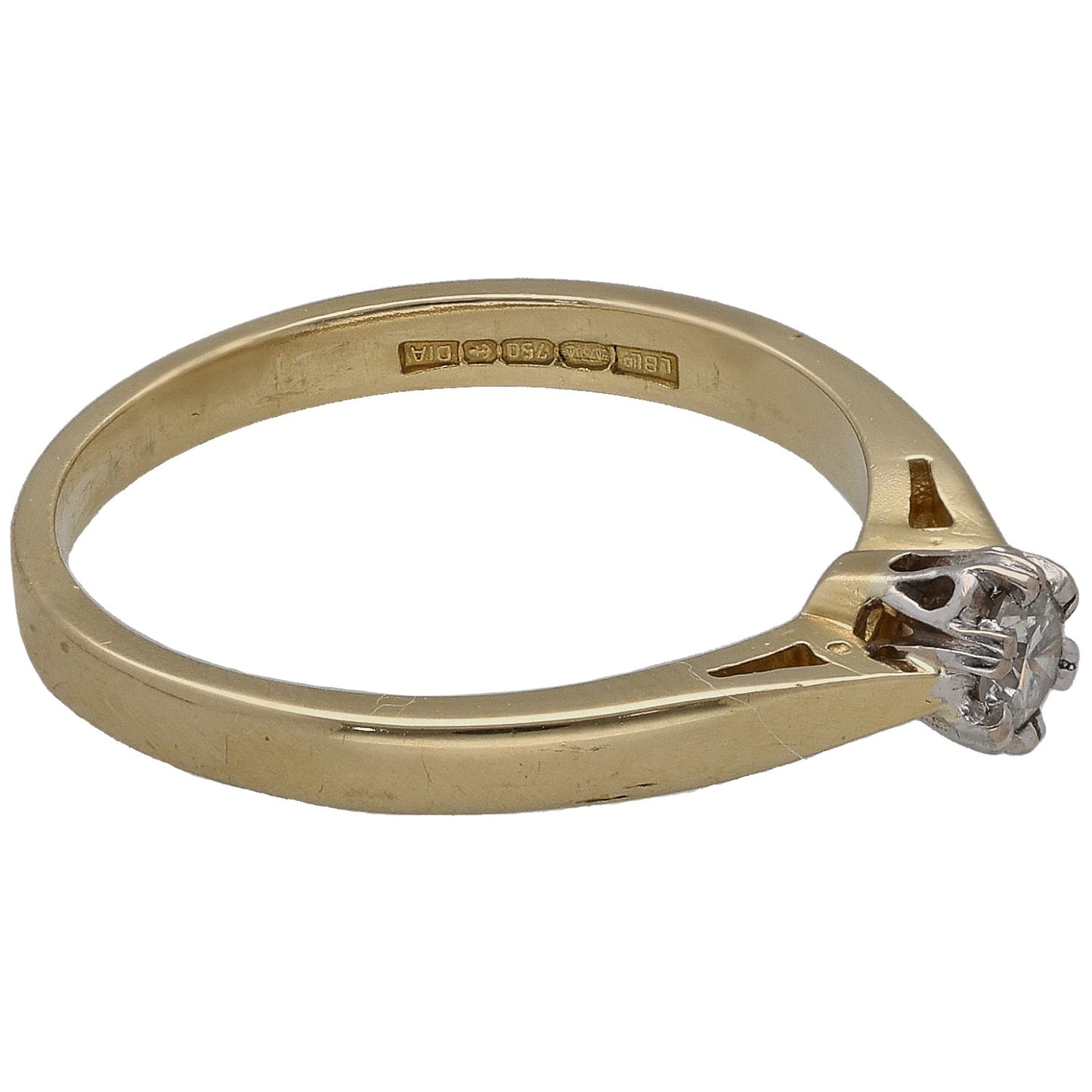 18ct Gold 0.15ct Diamond Solitaire Ring Size N