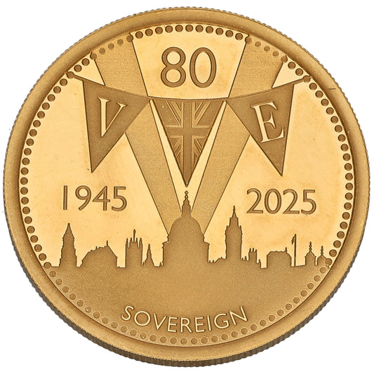 22ct Gold VE Day 80th Anniversary Full Sovereign Coin 2025