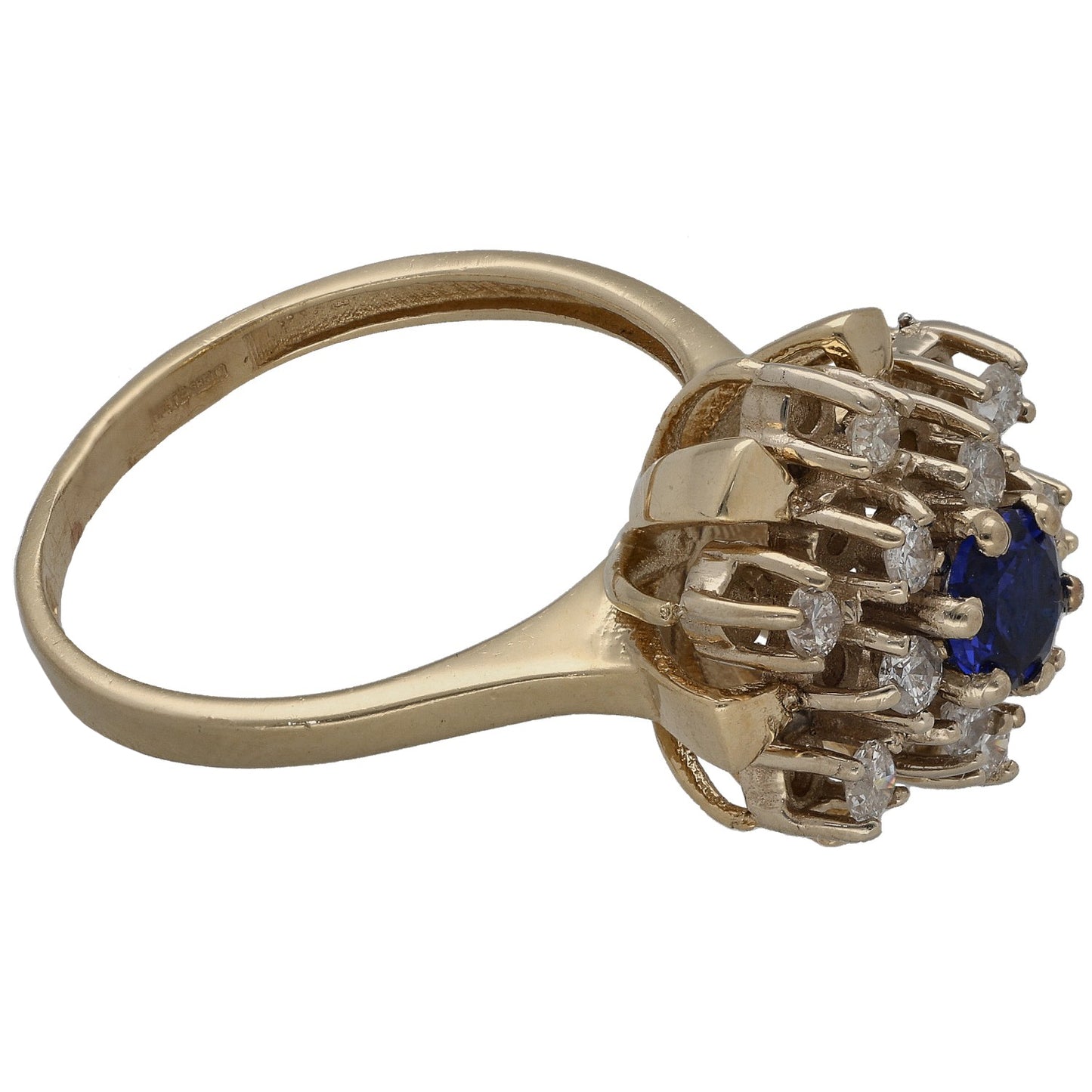 14ct Gold Man Made Sapphire & 1.08ct Diamond Earrings & Ring Set Size Q