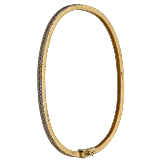 9ct Gold Cubic Zirconia Hinged/Clasp Bangle