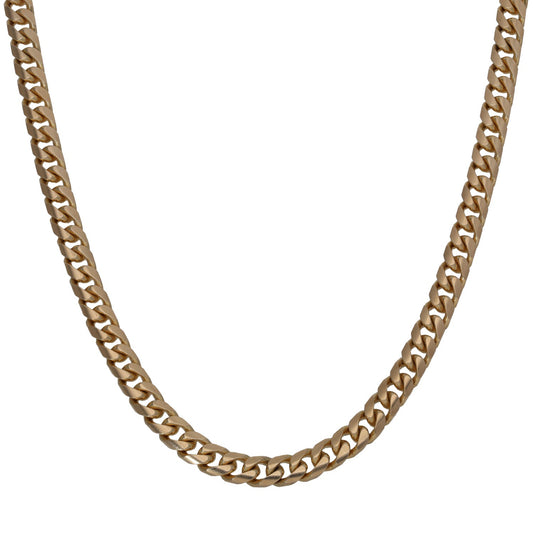 9ct gold curb chain necklace, thick linked curb links with smooth finish