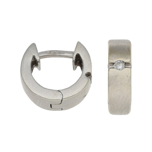 9ct White Gold 0.04ct Diamond Hoop Earrings