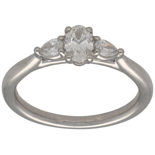 Platinum 0.50ct Diamond Trilogy Ring Size M