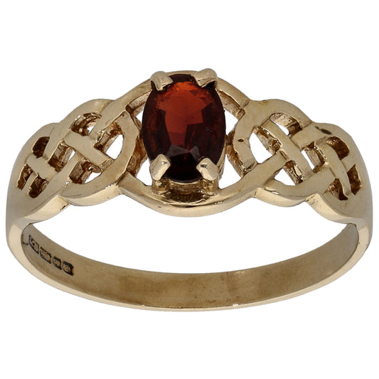 9ct Gold Garnet Single Stone Ring Size N