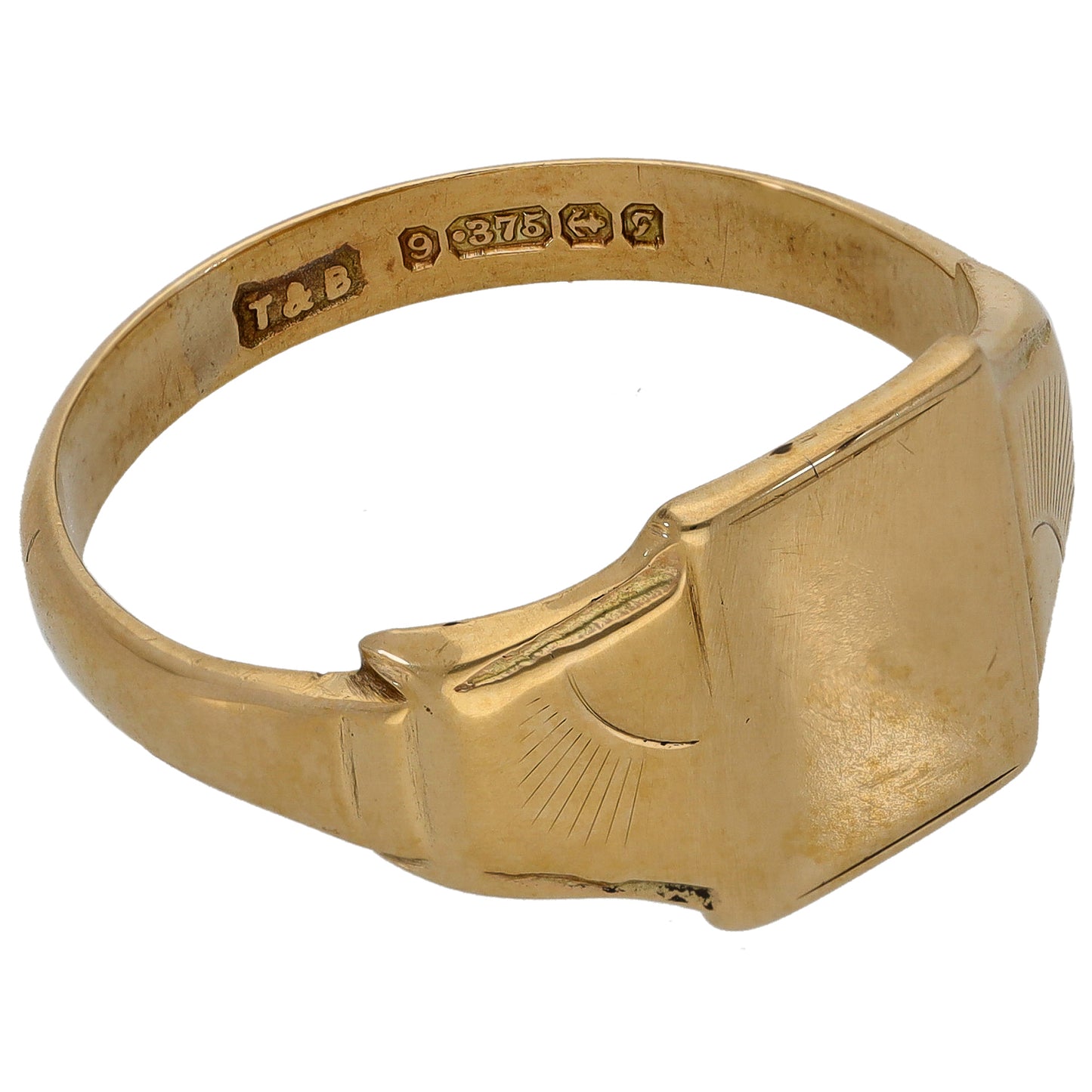 9ct Gold Patterned Signet Ring Size Z