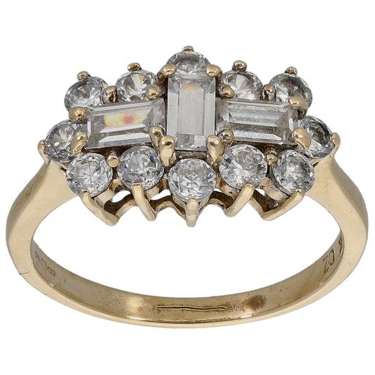 9ct Gold Cubic Zirconia Cluster Ring Size L