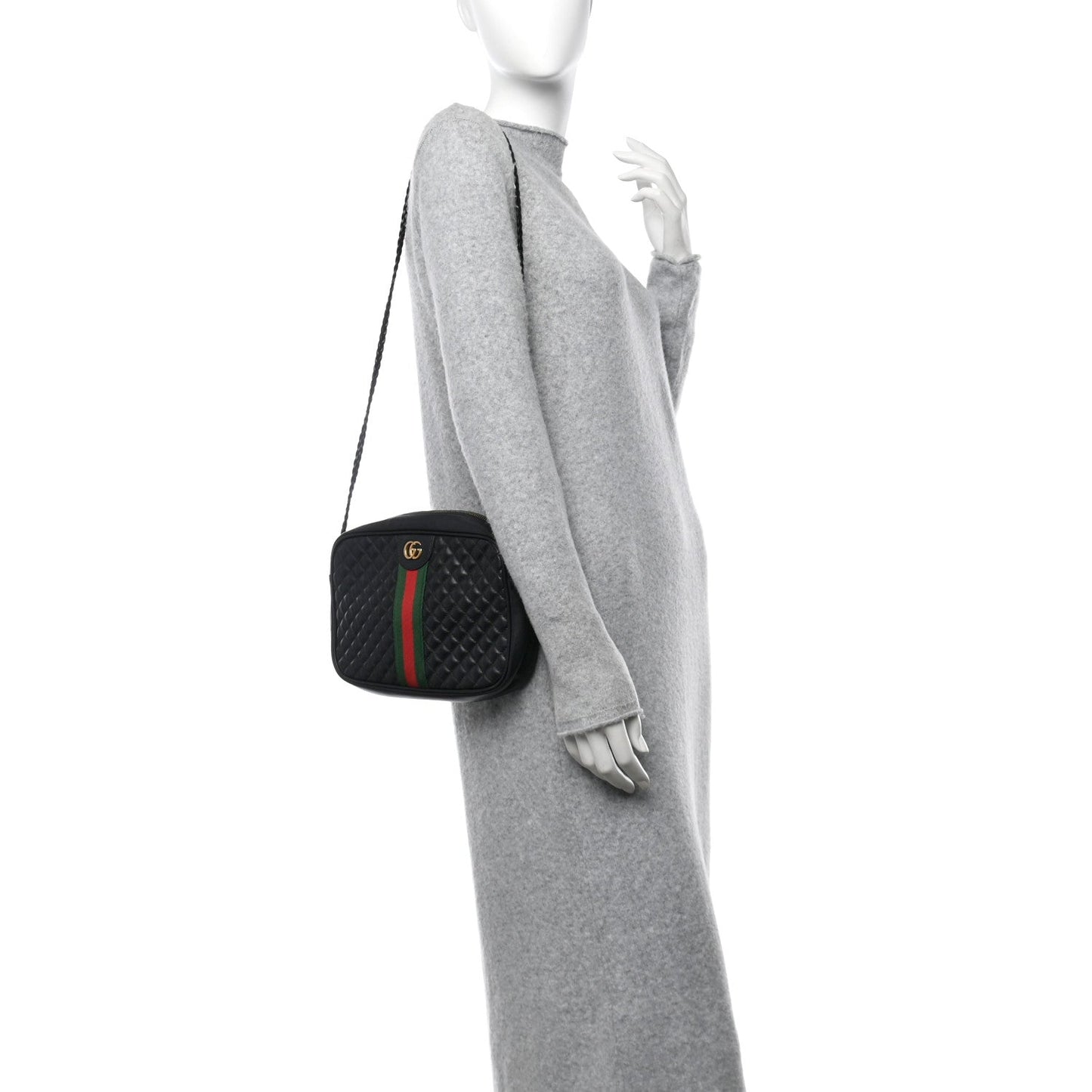 Gucci Trapuntata Camera Calfskin Leather Bag - Black