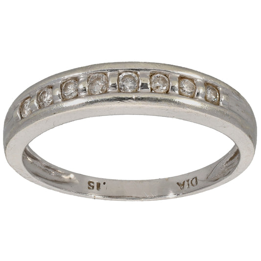 9ct White Gold 0.15ct Diamond Half Eternity Ring Size N