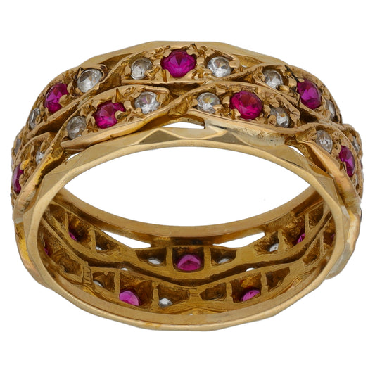 9ct Gold Imitation Gems Eternity Ring Size O