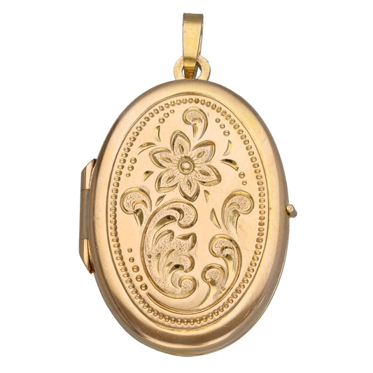 9ct Gold Patterned Locket Pendant