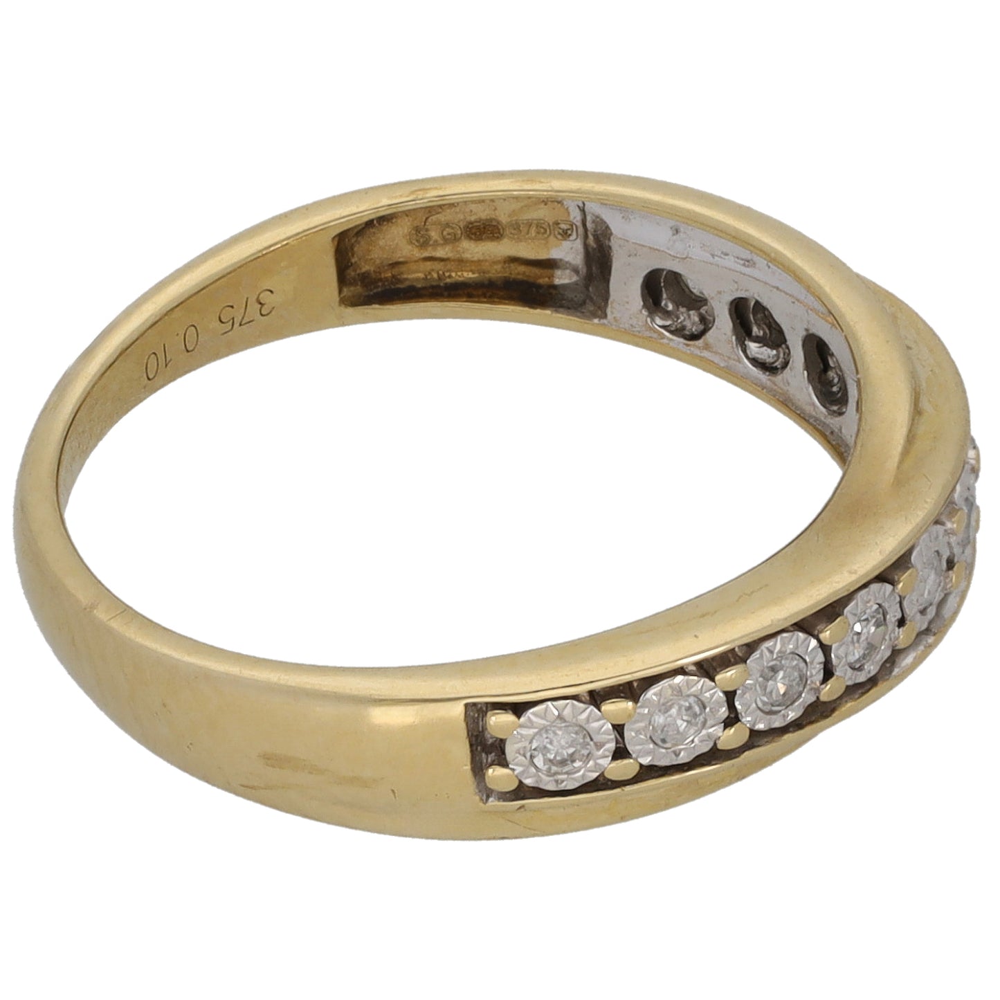 9ct Gold 0.10ct Diamond Half Eternity Ring Size K