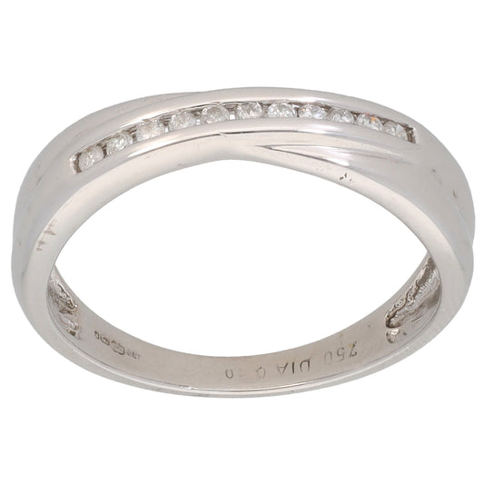 18ct White Gold 0.10ct Diamond Half Eternity Ring Size L