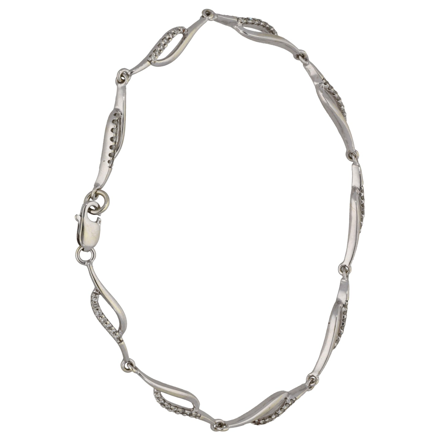 9ct White Gold 0.31ct Diamond Fancy Stone Set Bracelet