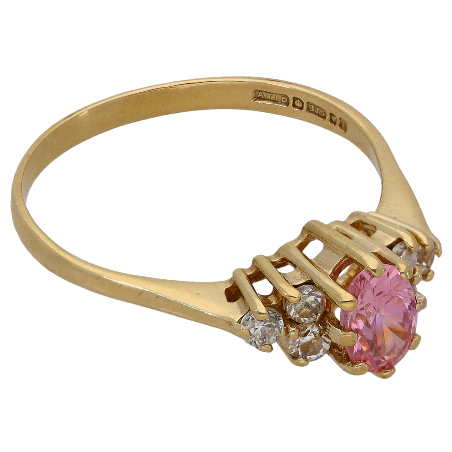 9ct Gold Cubic Zirconia Dress/Cocktail Ring Size P