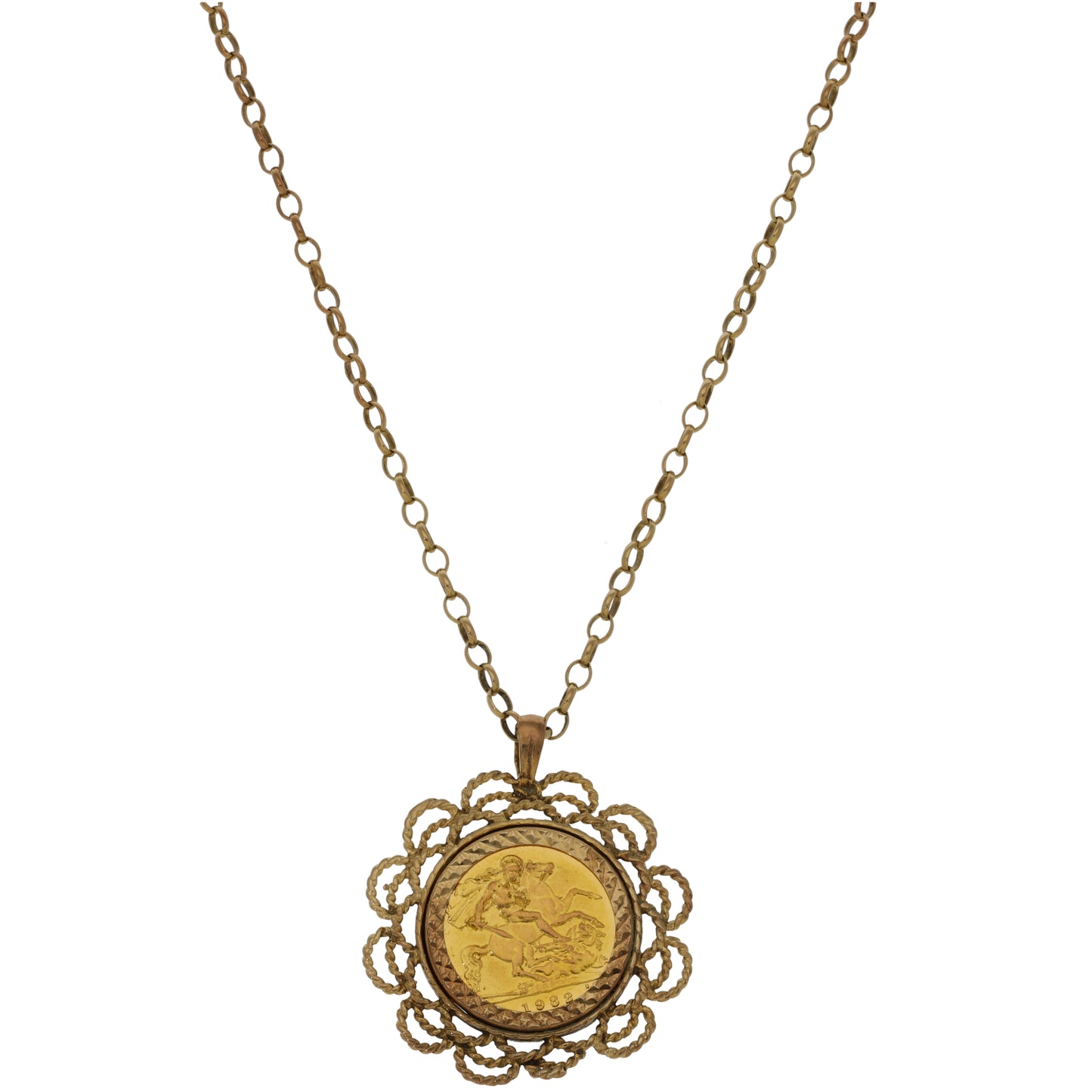 9ct Gold Half Sovereign Coin Pendant With Chain
