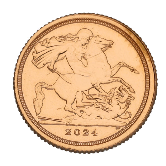 22ct Gold King Charles III Quarter Sovereign Coin 2024