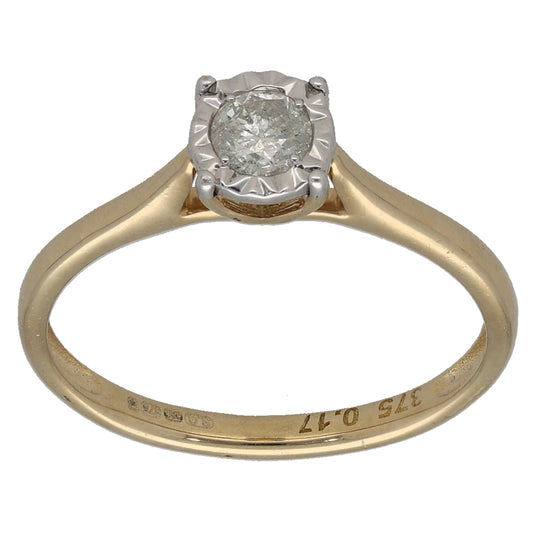 9ct Gold 0.17ct Diamond Solitaire Ring Size K