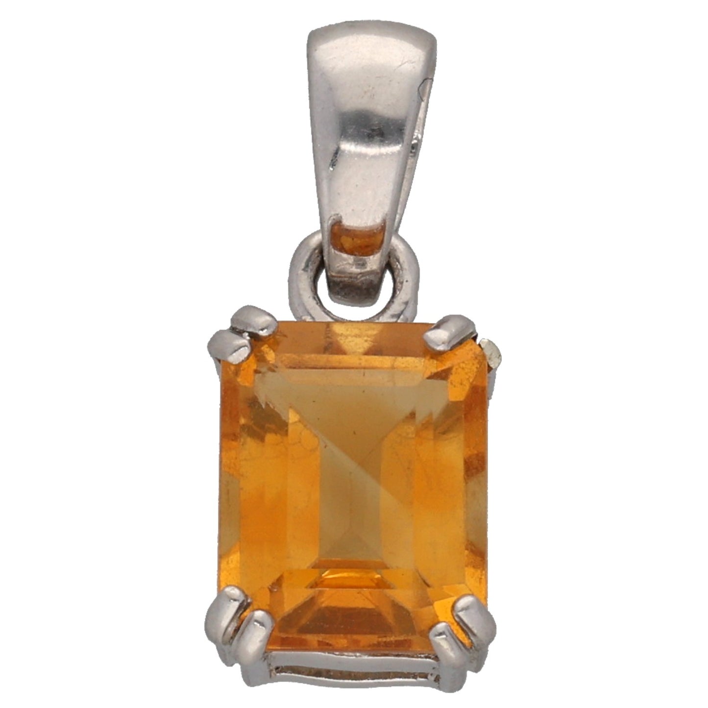 9ct White Gold Citrine Single Stone Pendant