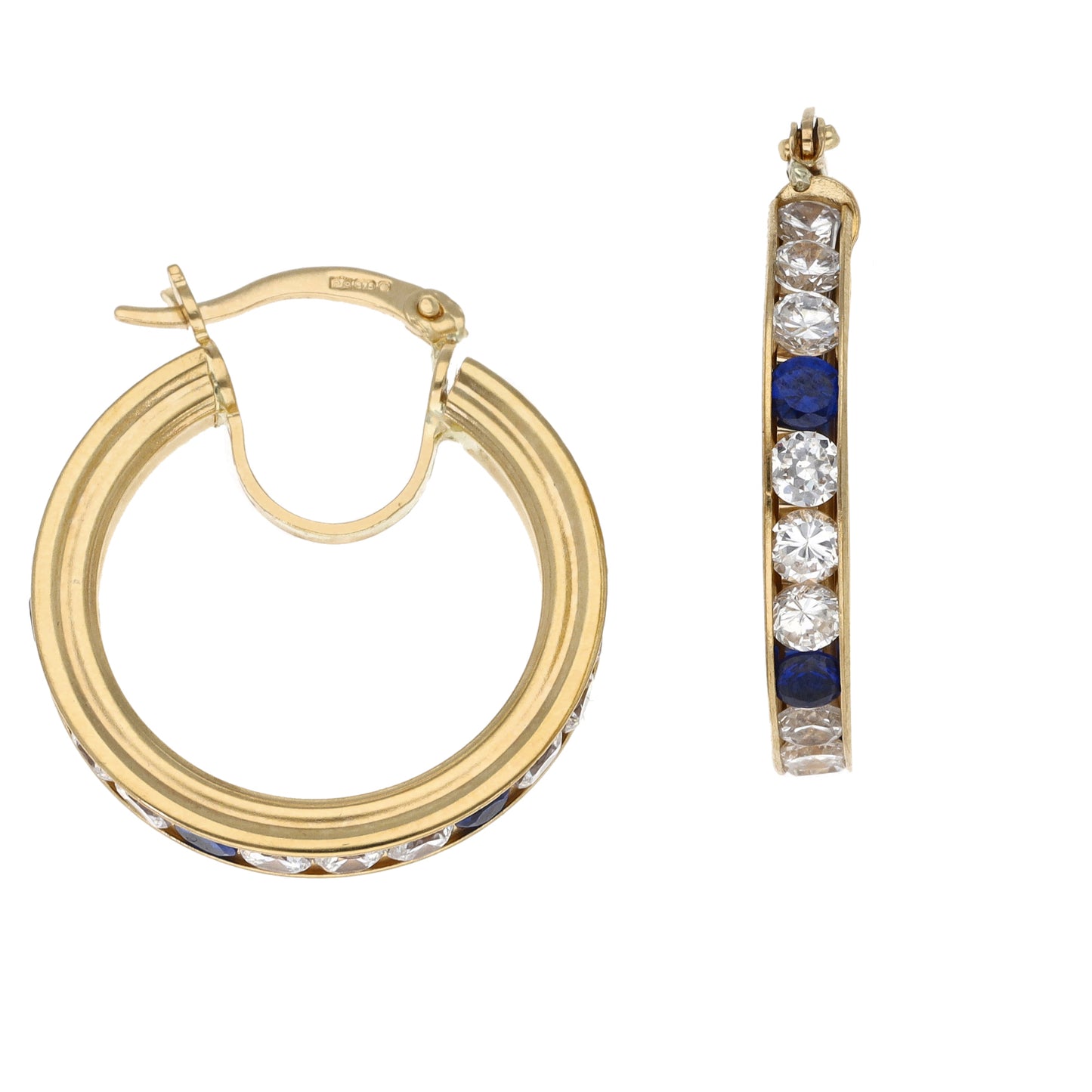 9ct Gold Imitation Gems Hoop Earrings