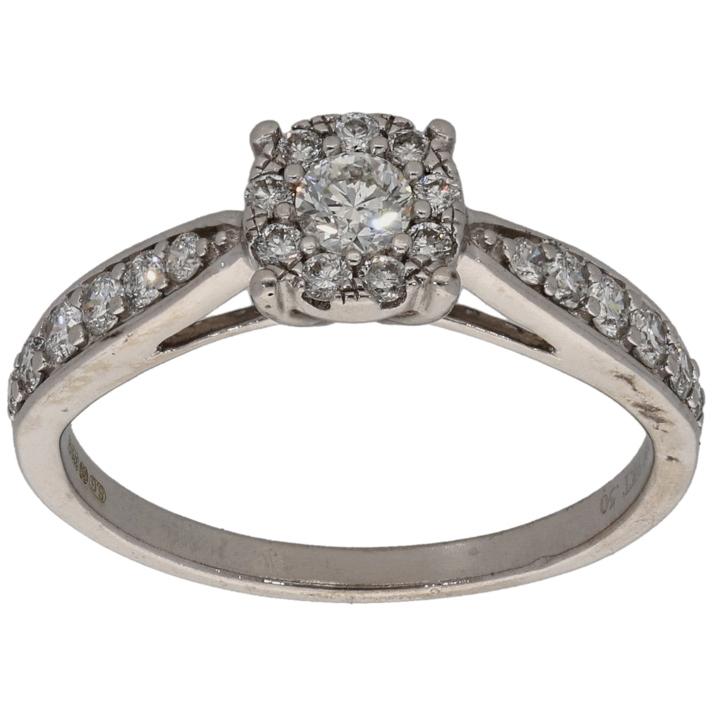 9ct White Gold 0.50ct Diamond Cluster Ring Size L
