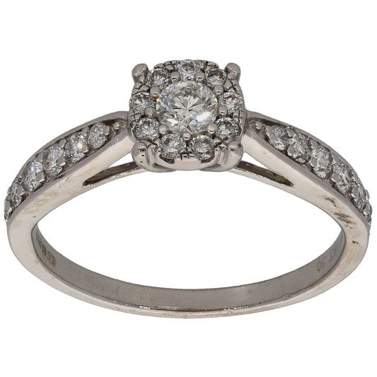 9ct White Gold 0.50ct Diamond Cluster Ring Size L
