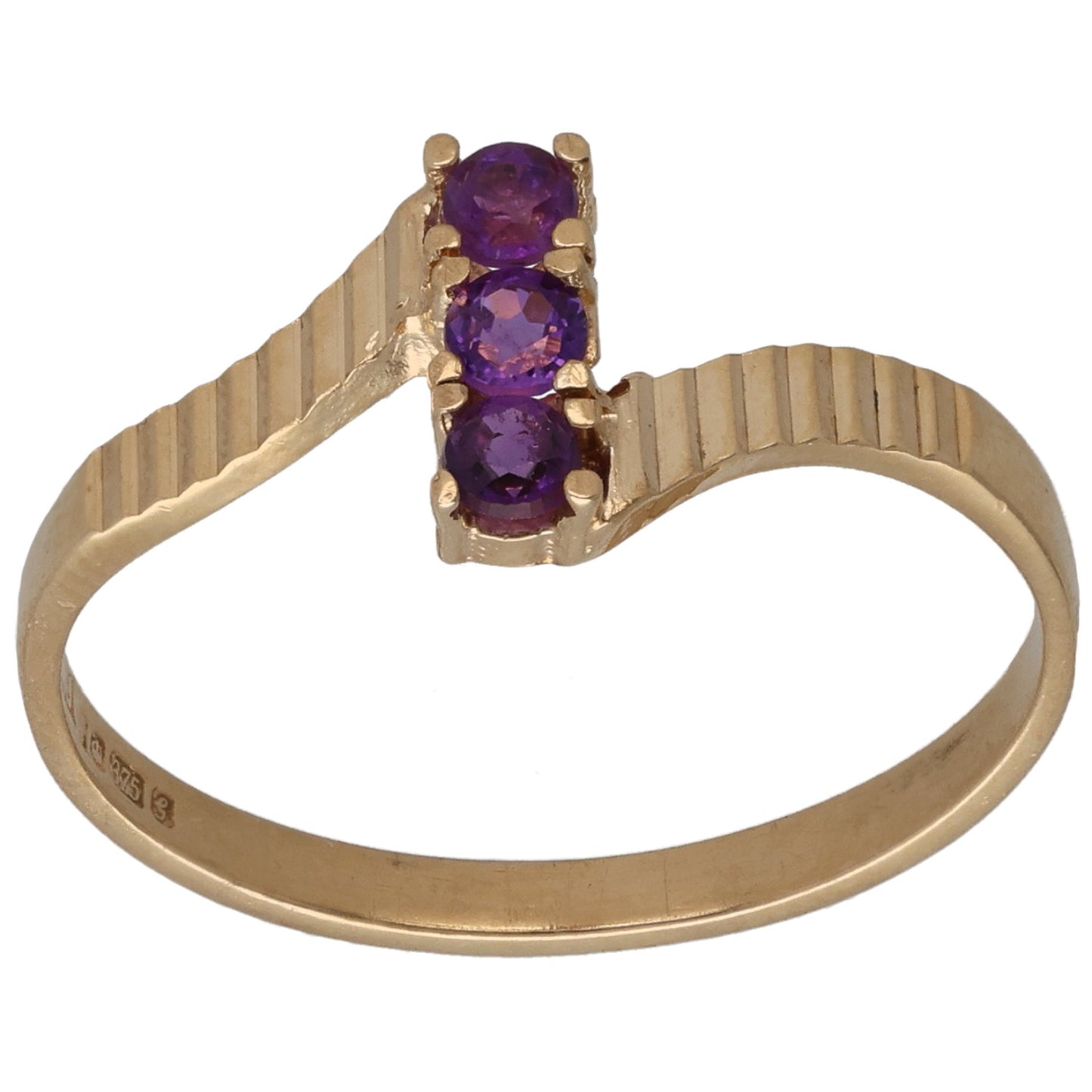 9ct Gold Amethyst Dress/Cocktail Ring Size R