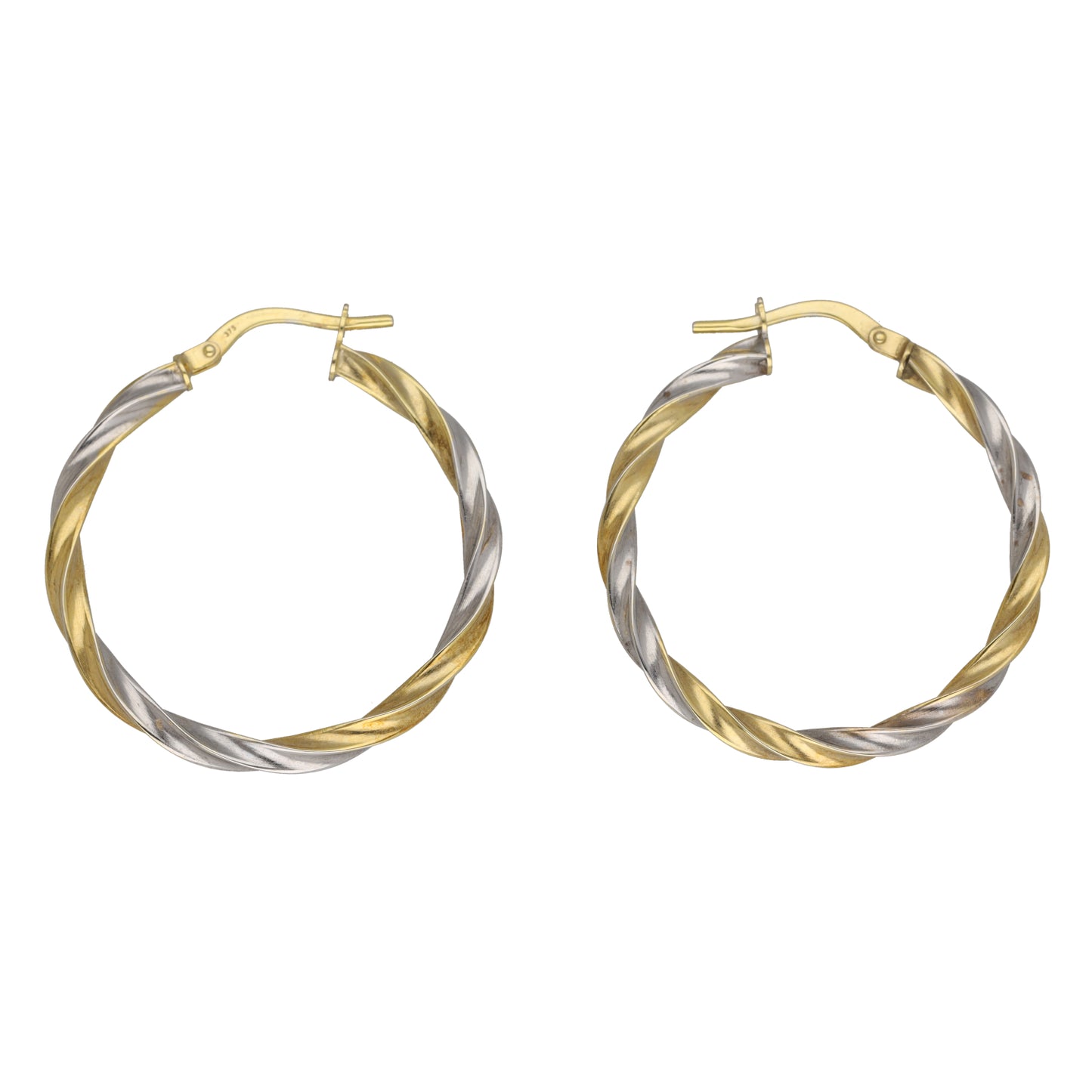 9ct Bi-Colour Gold Hoop Earrings