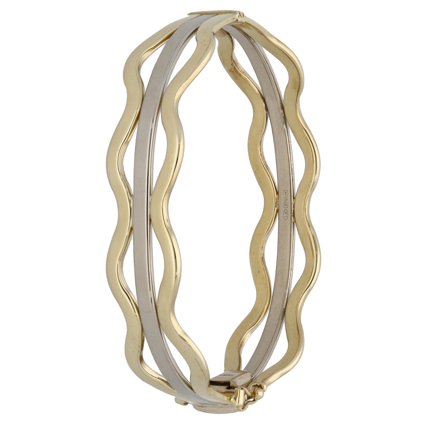 9ct Bi-Colour Gold Hinged/Clasp Bangle