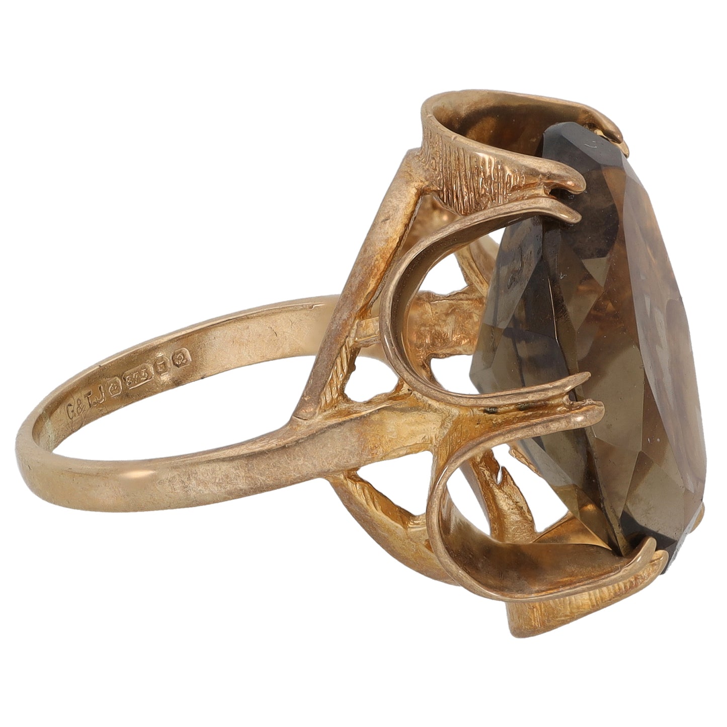 9ct Gold Smoky Quartz Single Stone Ring Size K