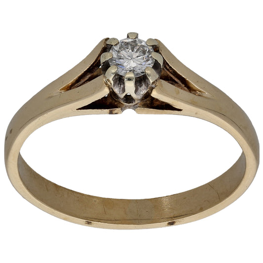 9ct Gold 0.10ct Diamond Solitaire Ring Size L