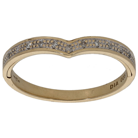 9ct Gold 0.05ct Diamond Wishbone Ring Size P