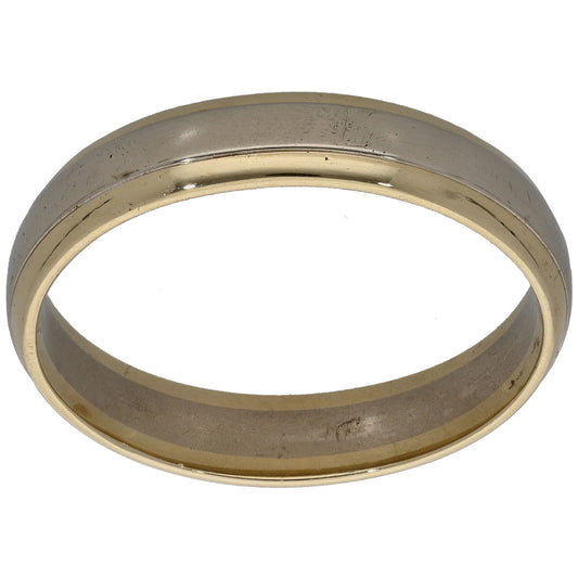 9ct Bi-Colour Gold Patterned Wedding Ring Size W