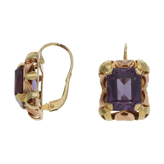 14ct Gold Man Made Sapphire Dress/Cocktail Earrings