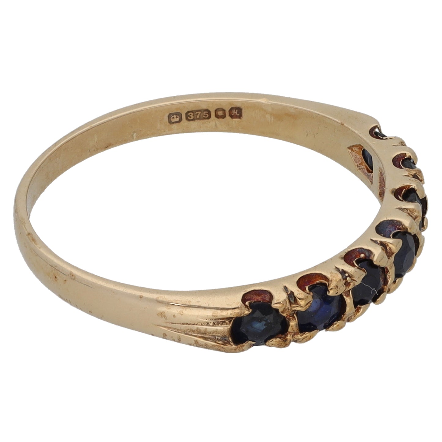9ct Gold Sapphire Half Eternity Ring Size N