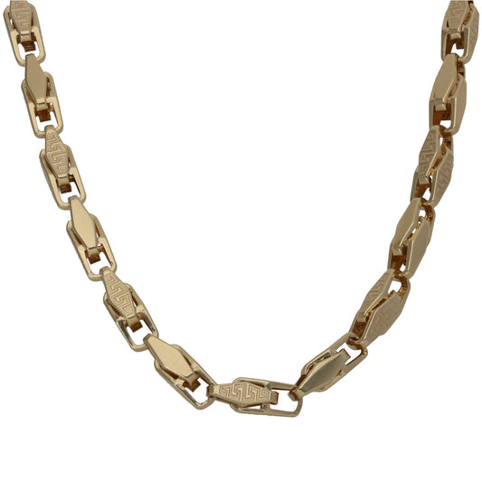 14ct gold chain necklace with Greek key links and center clasp