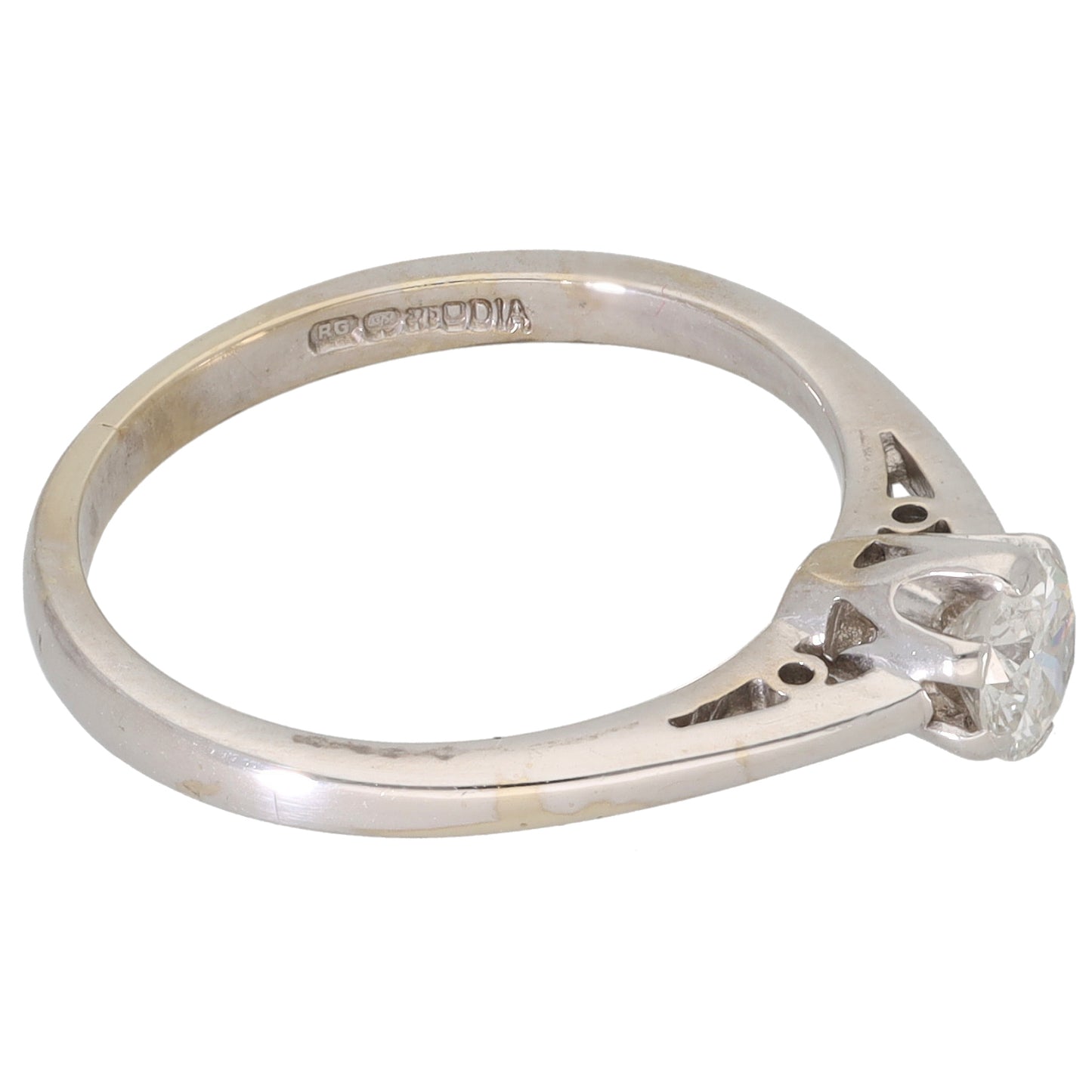 9ct White Gold 0.33ct Diamond Solitaire Ring Size L